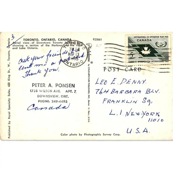 Toronto Ontario Canada Aerial View of Downtown Toronto Looking East Harbour - Picture 2 of 2